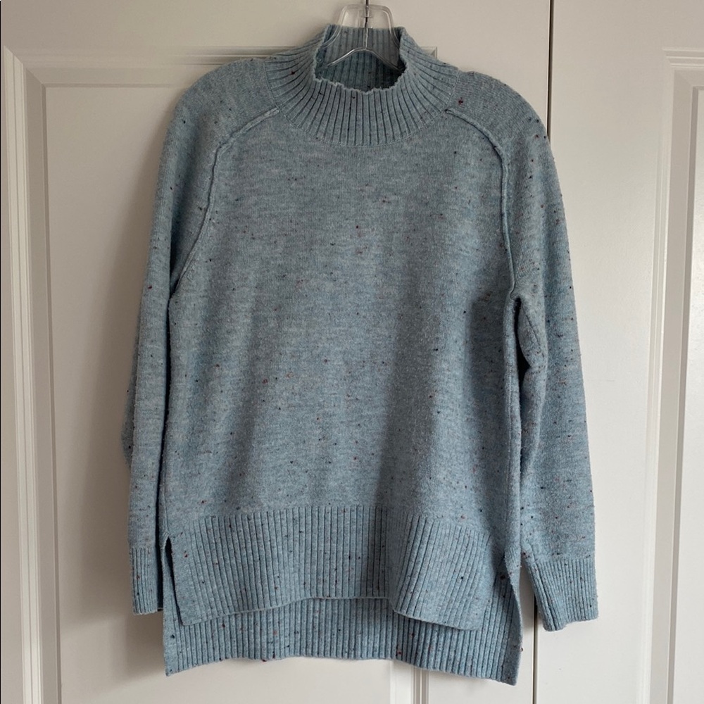 LOFT Blue Turtleneck Sweater with Raglan Sleeves